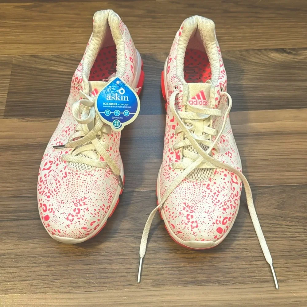 Addidas Leopard White Neon Pink Climachill Askin Tie Up Running Sneakers 7.5 NWT